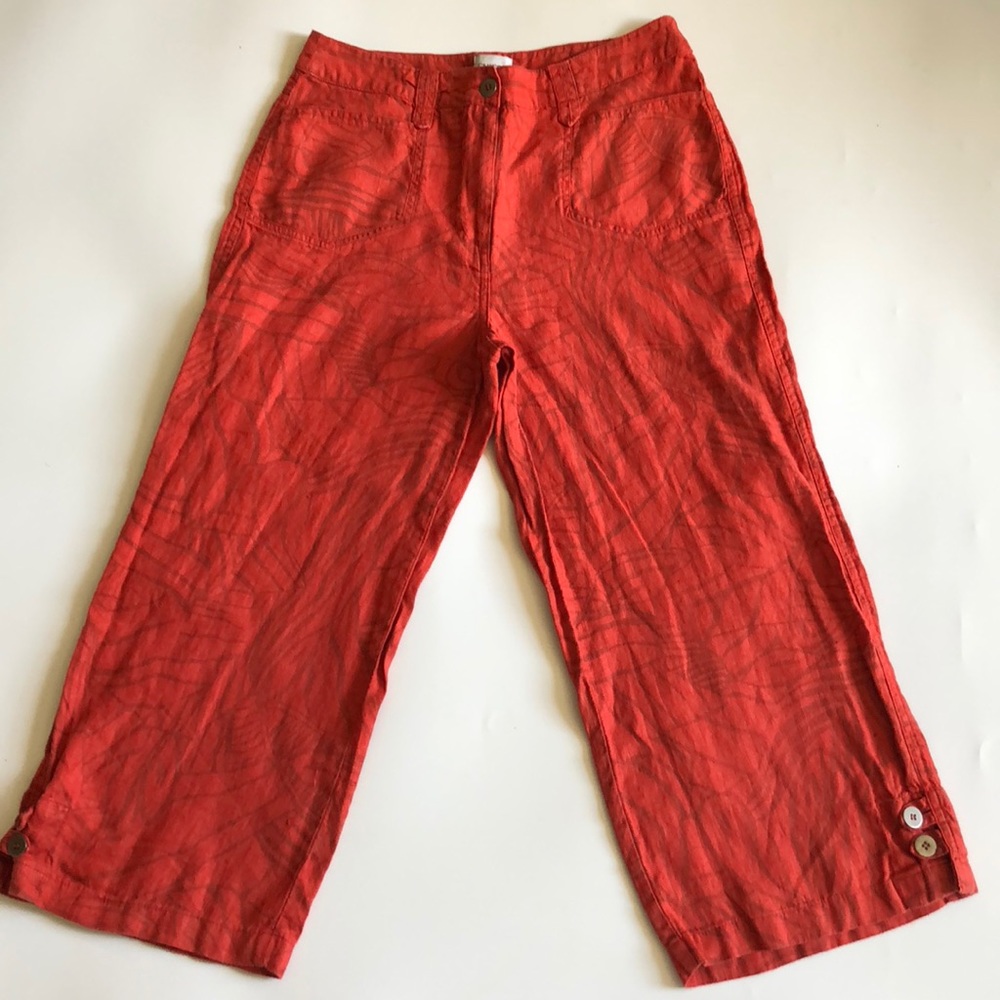 Chicos Linen High Rise Caloutes Pants Size 1